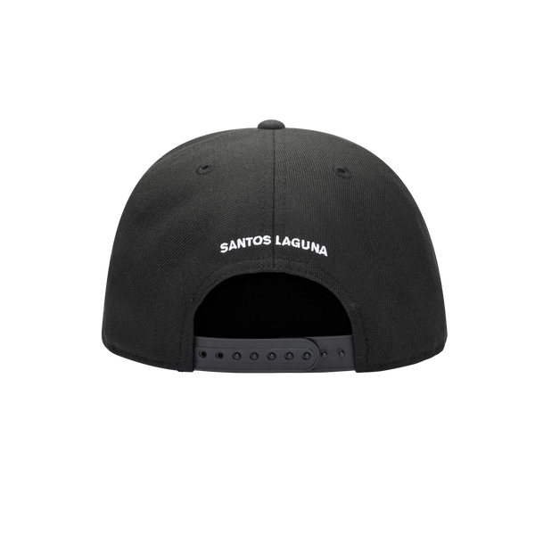 Back view of the Santos Laguna Hit Snapback in black, with high crown and flat peak.