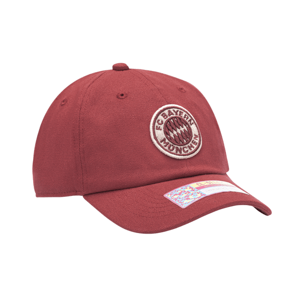 Bayern Munich Swatch Classic Adjustable in unstructured low crown, curved peak brim, and adjustable flip buckle closure, in Red