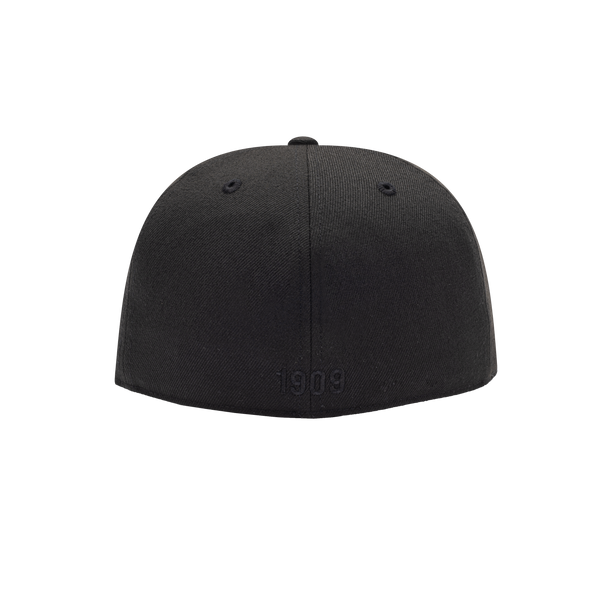 Back view of the Borussia Dortmund Dusk Fitted with high structured crown, flat peak brim, in Black