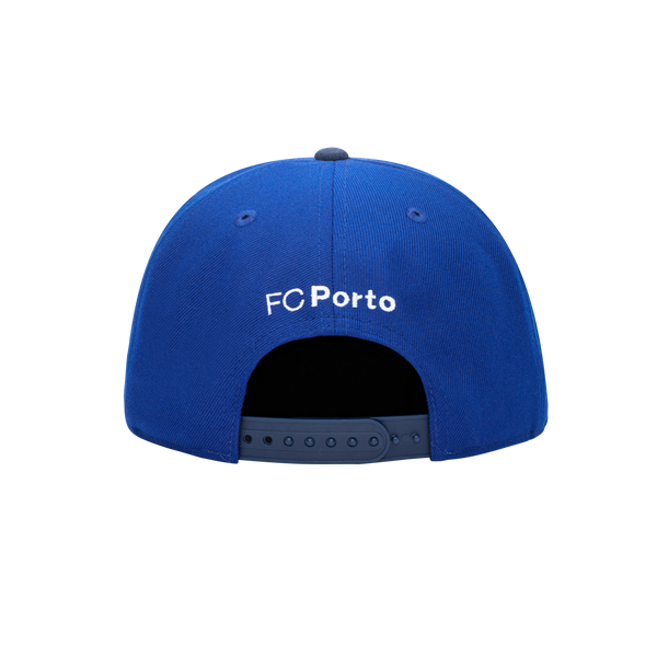 Back view of the FC Porto Team Snapback Hat with high crown and flat peak in Blue/Navy