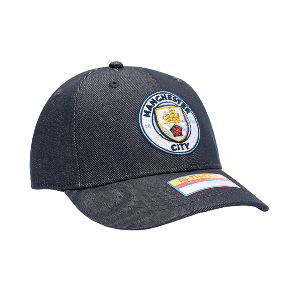 Manchester City 541 Adjustable with high crown, curved peak brim, and adjustable buckle strap closure, in Navy